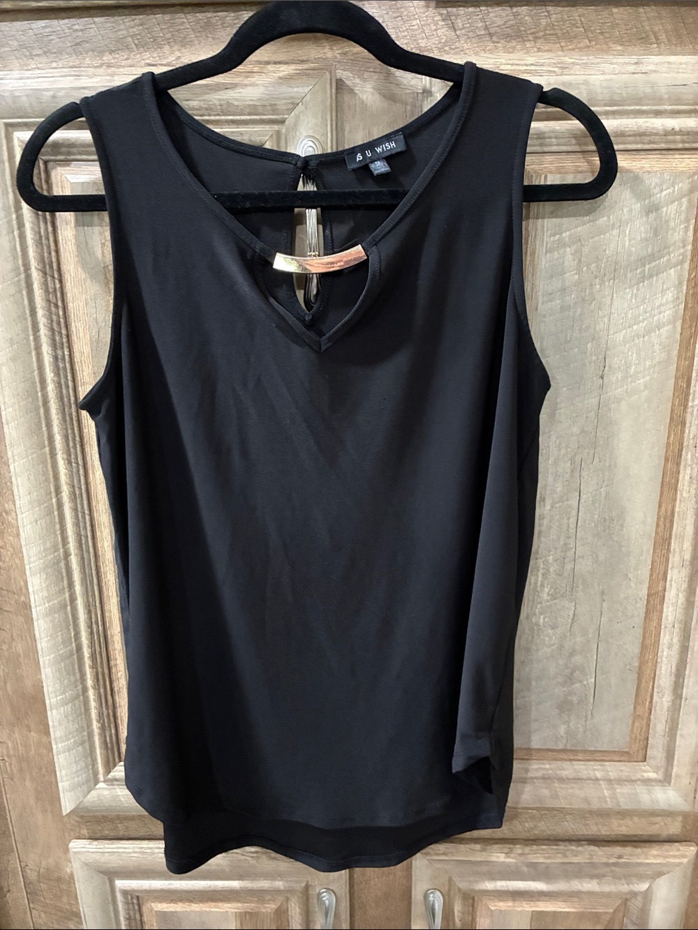 As U Wish Black Color Sleeveless Blouse